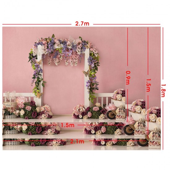 5x3FT 7x5FT 9x6FT Pink Wall Rose Flower Decor Photography Backdrop Background Studio Prop