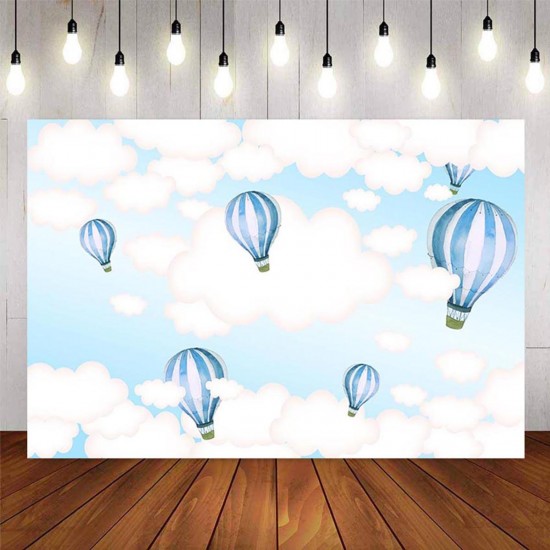 5x3FT 7x5FT 9x6FT Sky White Cloud Balloon Photography Backdrop Background Studio Prop - 0.9x1.5m