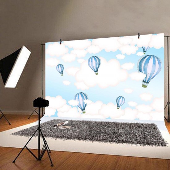 5x3FT 7x5FT 9x6FT Sky White Cloud Balloon Photography Backdrop Background Studio Prop - 0.9x1.5m