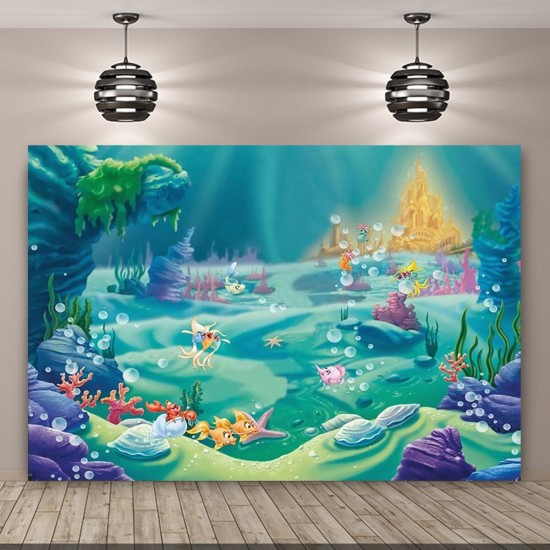 5x3FT 7x5FT 9x6FT Underwater Castle Fish Studio Photography Backdrops Background 5x3FT 7x5FT 9x6FT Underwater Castle Fish Studio Photography Backdrops Background