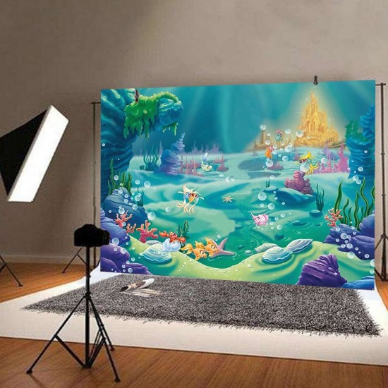 5x3FT 7x5FT 9x6FT Underwater Castle Fish Studio Photography Backdrops Background