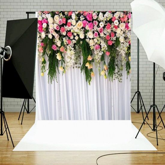 5x3FT 7x5FT Flower Wall Studio Silk Backdrop Photography Prop Photo Background