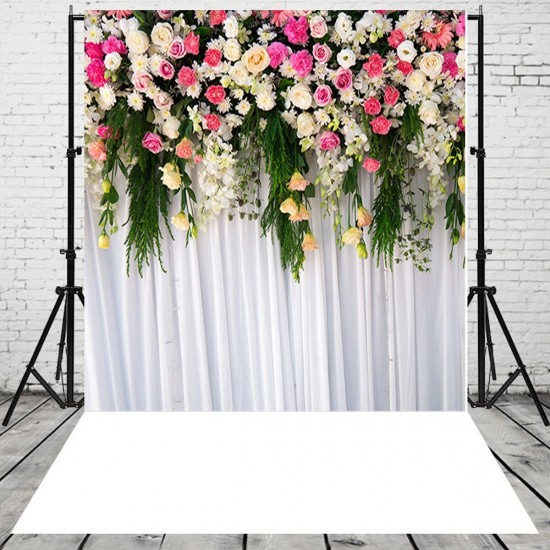 5x3FT 7x5FT Flower Wall Studio Silk Backdrop Photography Prop Photo Background