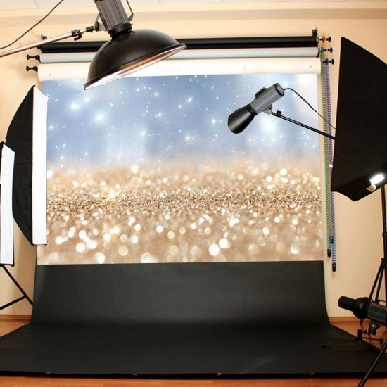 5x3FT Vinyl Golden Glitter Sequin Photography Backdrop Photo Studio Background