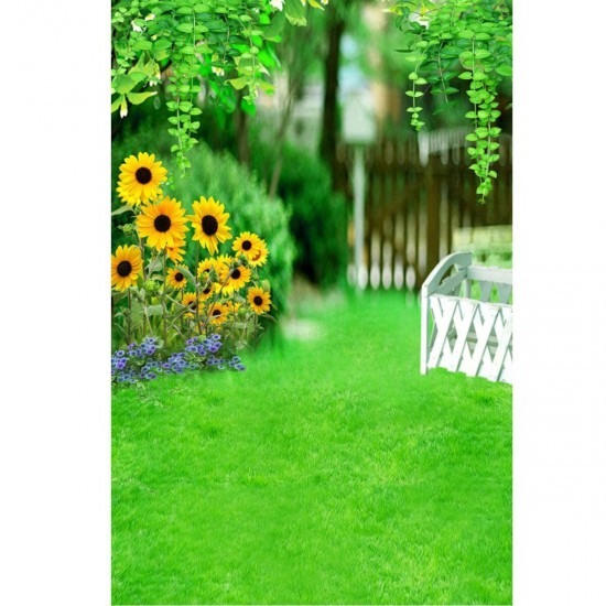 5x3ft 7x5ft 9x6ft E71808 Ethylene Propylene Sunflower Green Lawn Photography Backdrop Photo Background