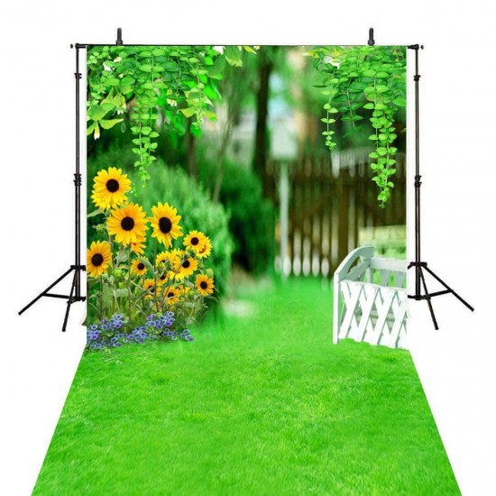 5x3ft 7x5ft 9x6ft E71808 Ethylene Propylene Sunflower Green Lawn Photography Backdrop Photo Background