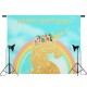 5x3ft 7x5ft Golden Unicorn Rainbow Photography Backdrop Studio Prop Background