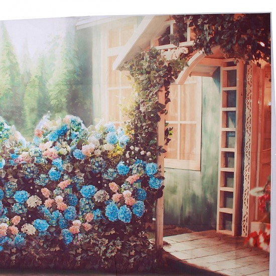 5x7FT Cabin Flower Fence Photography Backdrop Background Studio Prop