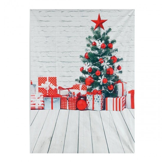 5x7FT Christmas Tree Gift Decor Watercolor Wall Backdrop Photography Props