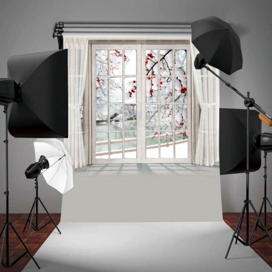 5x7FT Photography Backdrop Blossom Flower Window Curtain Studio Photo Background