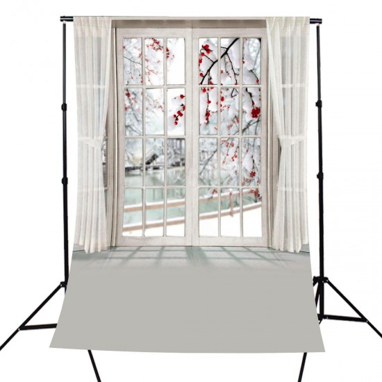 5x7FT Photography Backdrop Blossom Flower Window Curtain Studio Photo Background