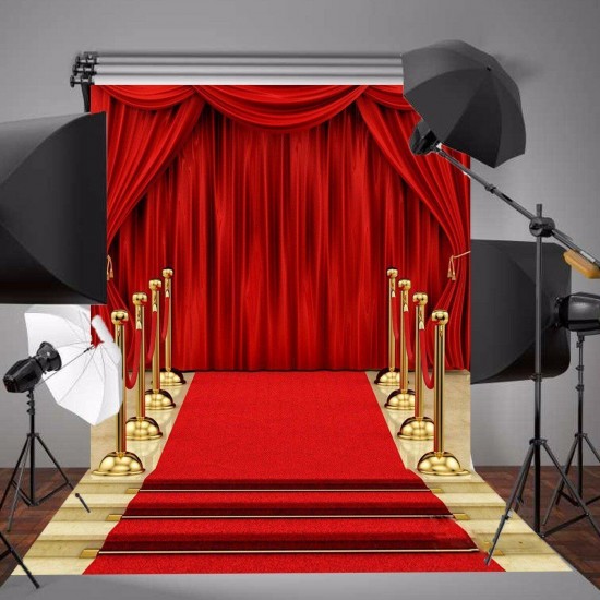 5x7FT Podium Red Carpet Curtain Wedding Photo Video Studio Props Photography Vinyl Backdrop Background