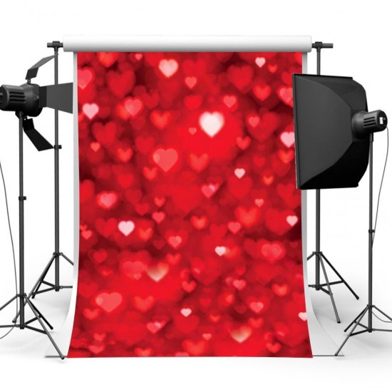 5x7FT Red Heart Valentine's Day Photography Backdrop Background Studio Prop 5x7FT Red Heart Valentine's Day Photography Backdrop Background Studio Prop