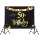 5x7FT Vinyl 50th Happy Birthday Colorful Flag String Photography Backdrop Background Studio Prop