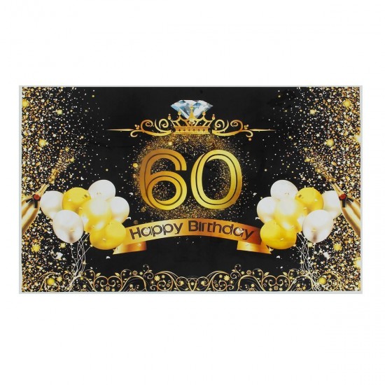 5x7FT Vinyl 60th Happy Birthday Balloon Diamond Crown Photography Backdrop Background Studio Prop