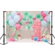 5x7FT Vinyl Balloon One Year Old Party Photography Backdrop Background Studio Prop