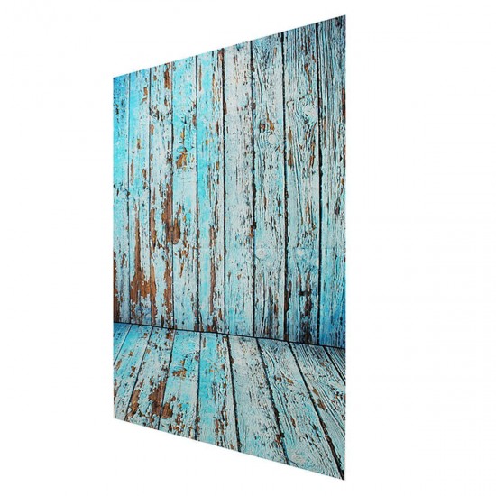5x7FT Vinyl Blue Wood Wall Floor Photography Backdrop Background Studio Prop