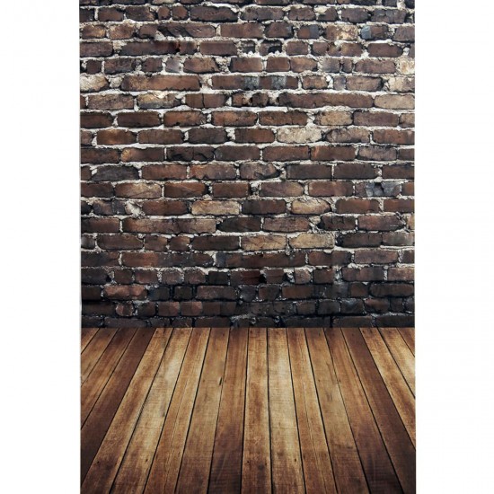 5x7FT Vinyl Brown Brick Wall Wood Floor Photography Backdrop Background Studio Prop