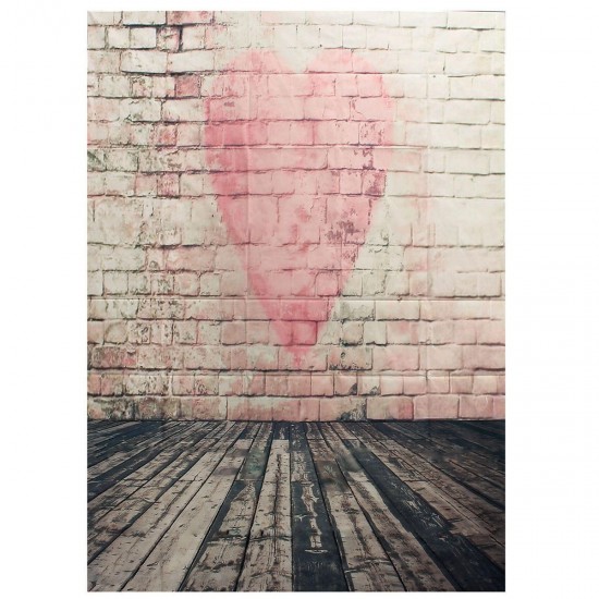 5x7FT Vinyl Love Heart Brick Wall Photography Background Backdrops Photo Studio