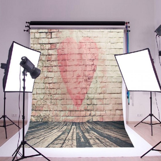 5x7FT Vinyl Love Heart Brick Wall Photography Background Backdrops Photo Studio 5x7FT Vinyl Love Heart Brick Wall Photography Background Backdrops Photo Studio