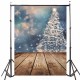 5x7FT Vinyl Photography Background Merry Christmas Tree Theme Wooden floor Backdrop for Photo Studio