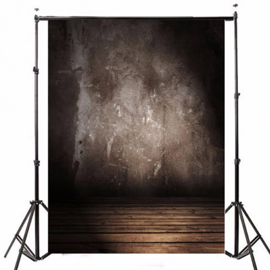5x7FT Vinyl Retro Gray Wall Photography Background Wood Floor Studio Backdrop Props
