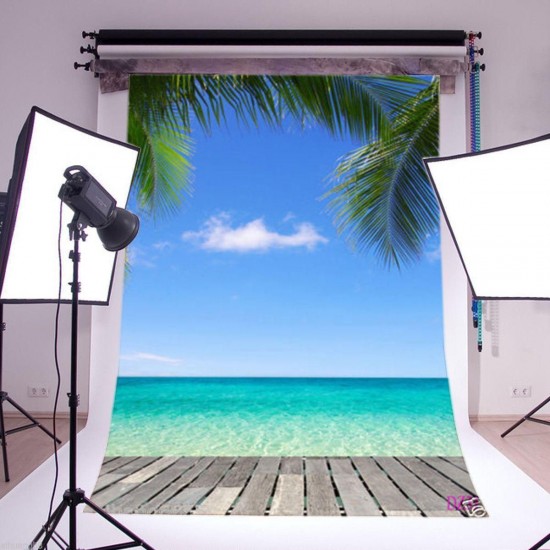 5x7Ft Hawaii Seaside Beach Sky Tree Scenery Photography Background Backdrop Studio Prop