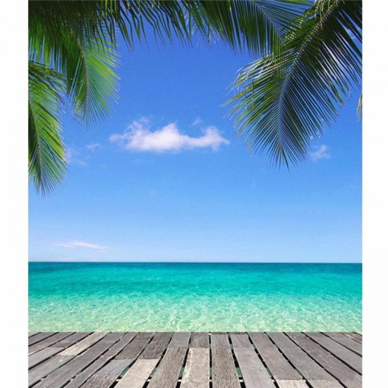 5x7Ft Hawaii Seaside Beach Sky Tree Scenery Photography Background Backdrop Studio Prop