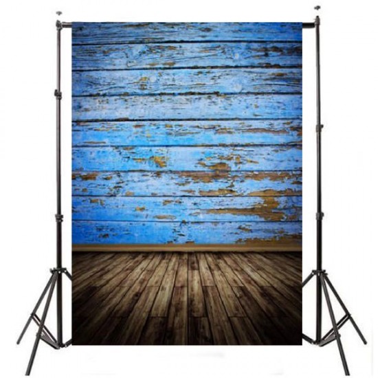5x7ft 2.1x1.5cm Blue Wood Floor photography Backdrop Background Studio Photo Prop