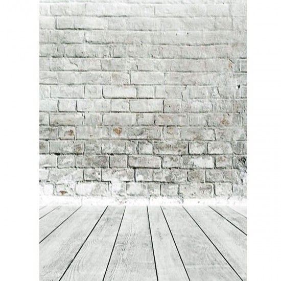 5x7ft White Gray Brick Wall floor Photography Background Backdrop Photo Studio