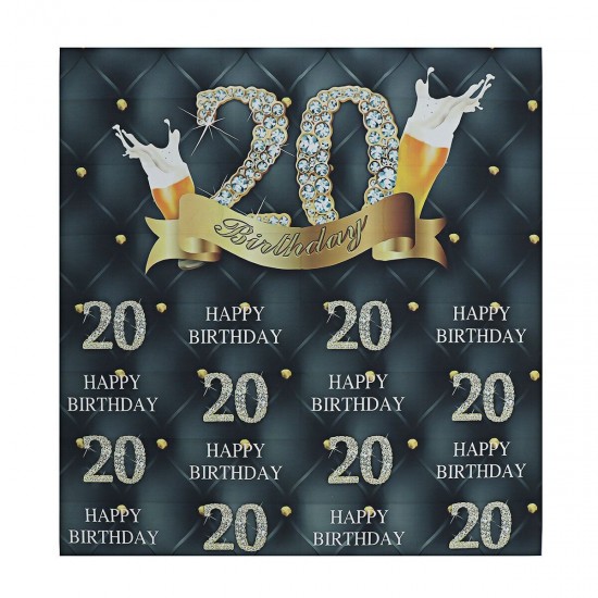 5xFT 7x5FT 20TH Happy Birthday Studio Photography Backdrops Background