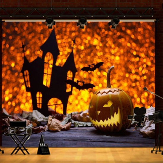 7x5FT Castle Pumpkin Lantern Halloween Theme Photography Backdrop Studio Prop Background