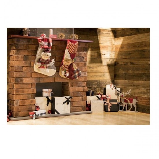 7x5FT Christmas Fireplace Gift Stockings Photography Backdrop Studio Prop Background