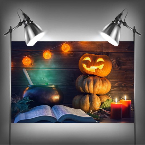 7x5FT Halloween Pumpkin Lamp Theme Photography Backdrop Studio Prop Background
