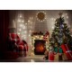 7x5FT Red Christmas Tree Gift Chair Fireplace Photography Backdrop Studio Prop Background