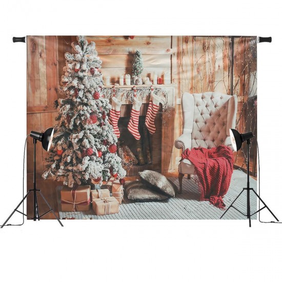 7x5ft Christmas Fireplace Christmas Tree Chair Gift Stockings Photography Backdrop Studio Prop Background 7x5ft Christmas Fireplace Christmas Tree Chair Gift Stockings Photography Backdrop Studio Prop Background