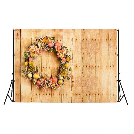 7x5ft/5x3ft Easter Egg Wood Board Thin Vinyl Photography Backdrop Background Studio Photo Prop