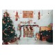 8x6FT Christmas Tree Fireplace White Blanket Photography Backdrop Studio Prop Background