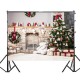Christmas Photography Backdrop 3D Tree Brick Fireplace White Bear Printed Vinyl Photo Studio Background Cloth