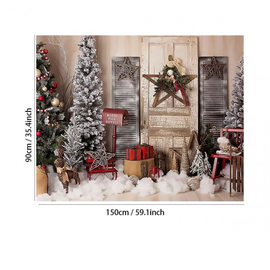 Christmas Photography Backdrops Christmas Tree Door Stars Background Cloth for Studio Photograph Backdrop Prop