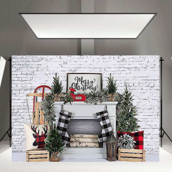 Christmas Photography Backdrops White Brick Fireplace Background Cloth for Photo Booth Atudio Photograph Backdrop Prop Christmas Photography Backdrops White Brick Fireplace Background Cloth for Photo Booth Atudio Photograph Backdrop Prop