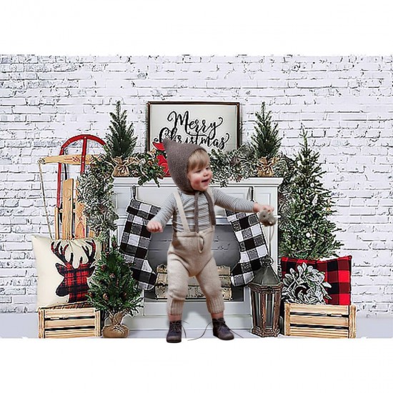 Christmas Photography Backdrops White Brick Fireplace Background Cloth for Photo Booth Atudio Photograph Backdrop Prop Christmas Photography Backdrops White Brick Fireplace Background Cloth for Photo Booth Atudio Photograph Backdrop Prop