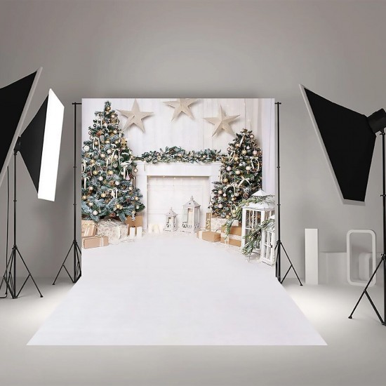 Christmas Photography Backdrops White Fireplace Wood Floor Background Cloth Photo Studio Background Christmas Tree Christmas Photography Backdrops White Fireplace Wood Floor Background Cloth Photo Studio Background Christmas Tree