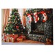 Christmas Tree Fireplace Gifts Backdrop Winter Children Photography Background Cloth Studio Props