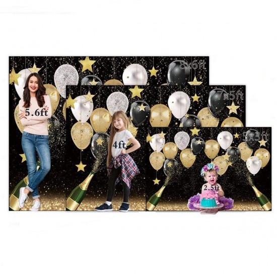 Fabric Black Golden Balloon Backdrops Party Decorations Happy Birthday Banner Favors Fabric Black Golden Balloon Backdrops Party Decorations Happy Birthday Banner Favors