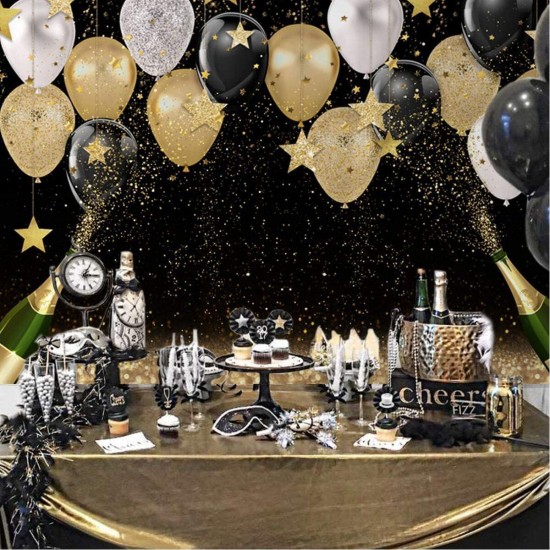 Fabric Black Golden Balloon Backdrops Party Decorations Happy Birthday Banner Favors Fabric Black Golden Balloon Backdrops Party Decorations Happy Birthday Banner Favors