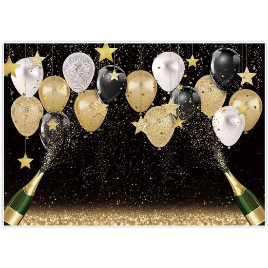 Fabric Black Golden Balloon Backdrops Party Decorations Happy Birthday Banner Favors Fabric Black Golden Balloon Backdrops Party Decorations Happy Birthday Banner Favors
