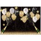 Fabric Black Golden Balloon Backdrops Party Decorations Happy Birthday Banner Favors