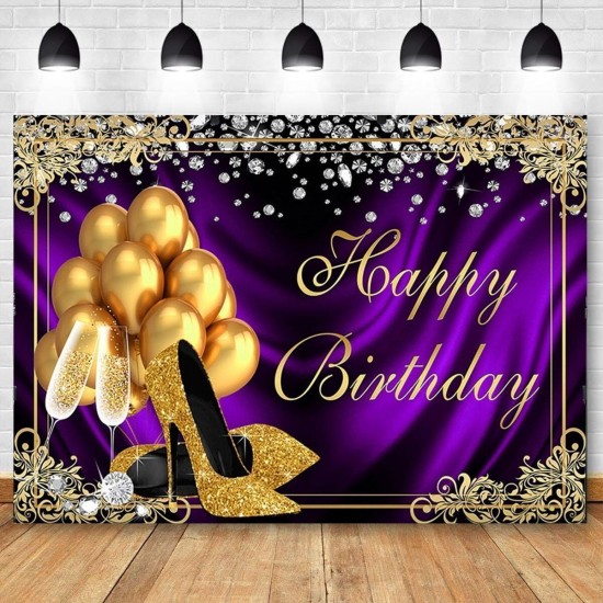 Glitter Adult Birthday Party Background Photography Cloth Balloon High Heels Diamond Background Photo