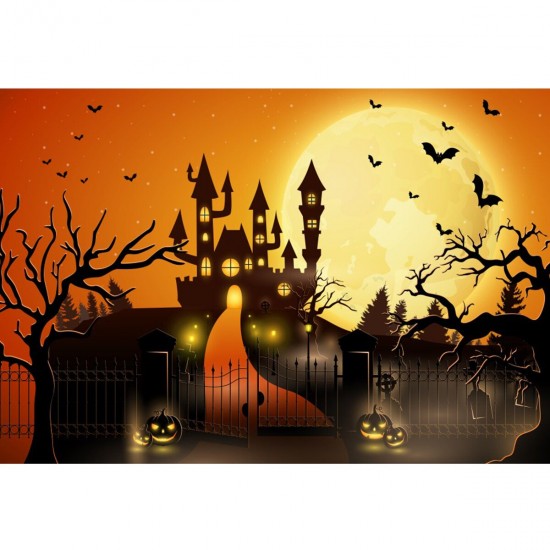 Halloween Pumpkin Castle Moon Party Theme Photography Background Cloth